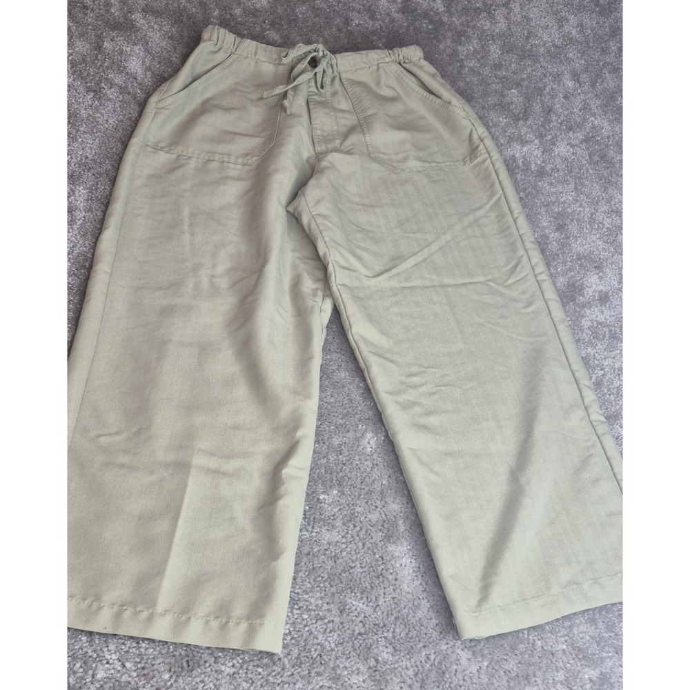 Caribbean Joe Capri Pants Womens Size Small Green Baggy Comfortable Beachy